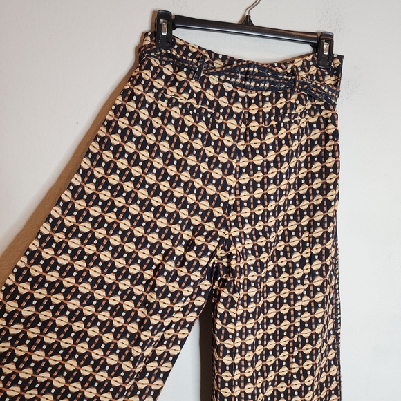 NWT Anthropologie Metzner Wide Leg Trousers Ett:twa Size 4 Geometric Belted - Picture 11 of 16